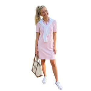 Lauren Ralph Lauren Pink Polo Shirt Dress Short Sleeve Puffed Sleeve Size L G